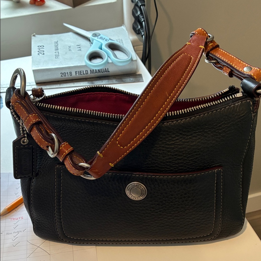 Coach Black and Tan Leather Shoulder Bag